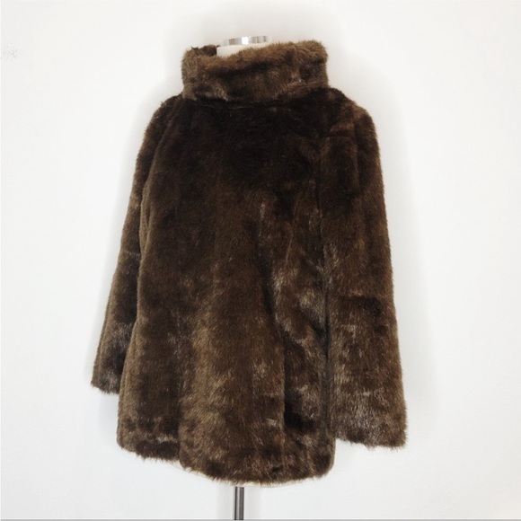 Banana Republic Brown Faux Fur Pullover Jacket with Pockets - Picture 7 of 16